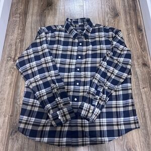 Van Heusen Mens Blue Plaid Long Sleeve Slim Fit Never Tuck Button-Down Shirt XL